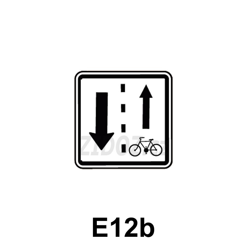E12b - Vjezd cyklistů v protisměru povolen (umisťuje se ke značce B2)